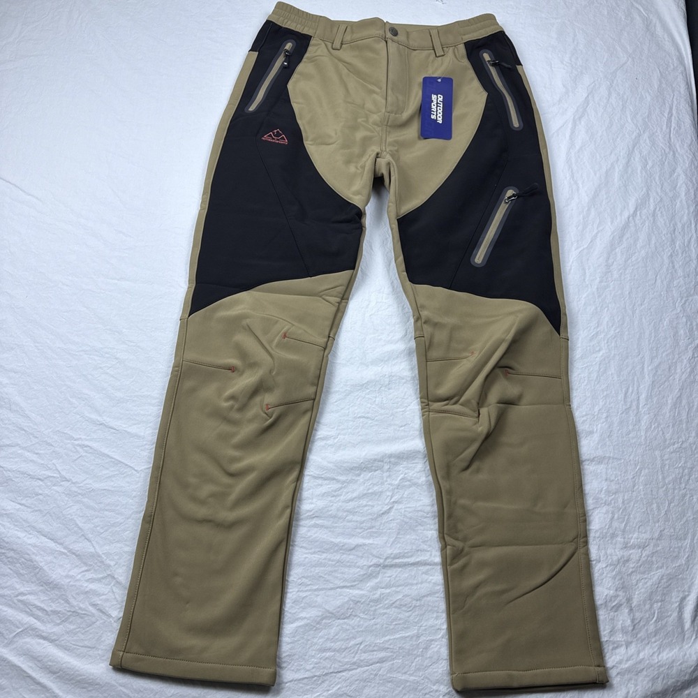 Outdoor Sports NWT Mens LARGE BROWN Black Pockets Insulated Pants